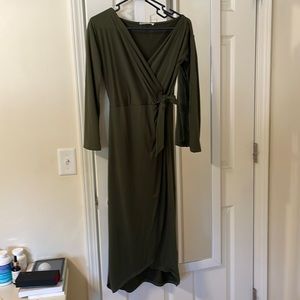 Green midi wrap dress